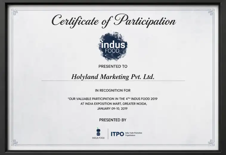 3rd Indus Food – Certificate of Participation